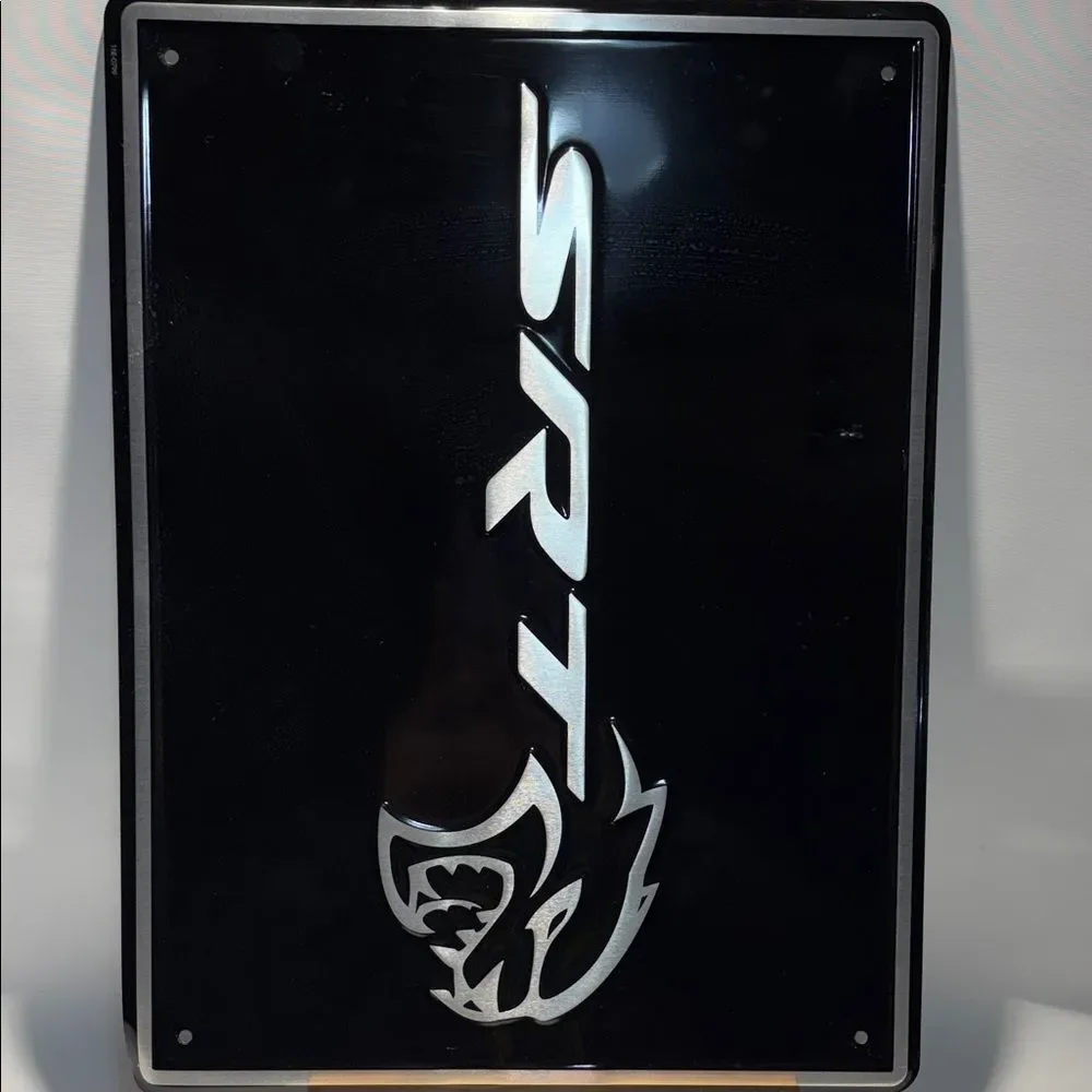 SRT Black and Silver Metal Sign